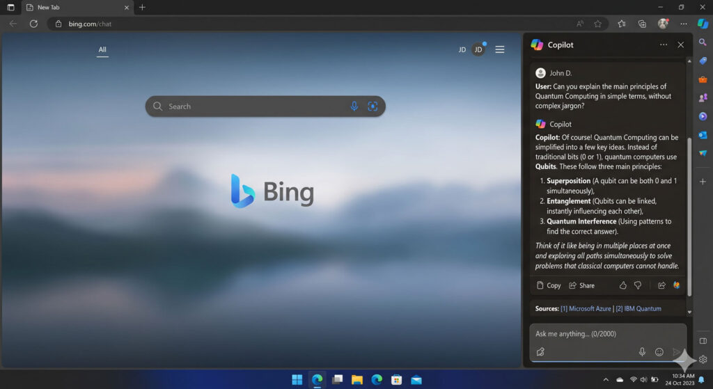 MS Copilot interface