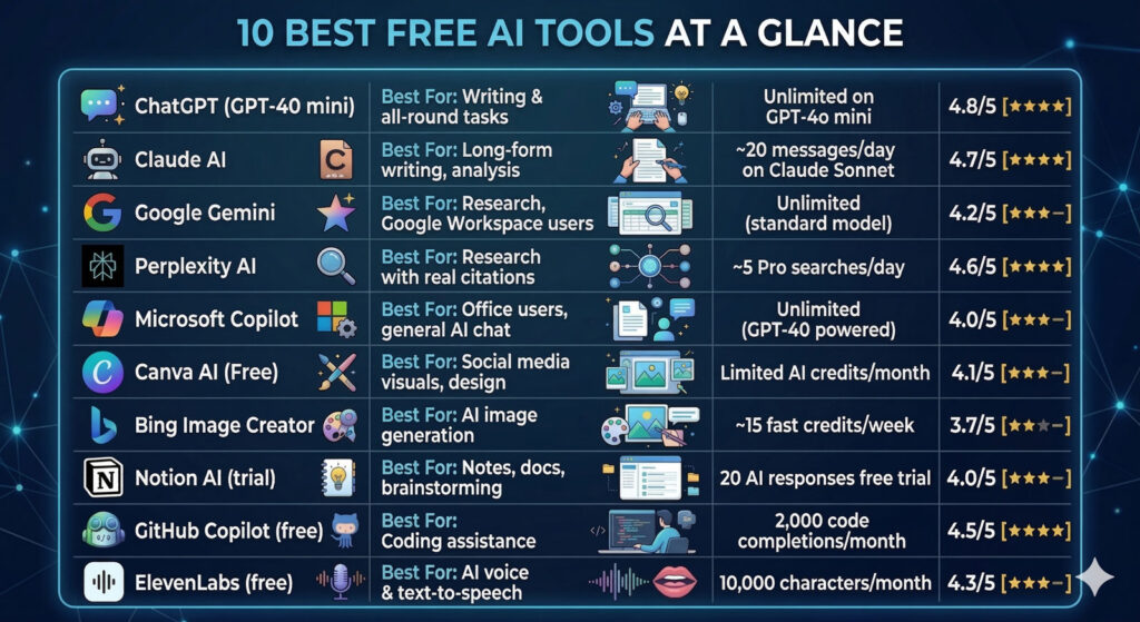 best free AI tools 2026 list