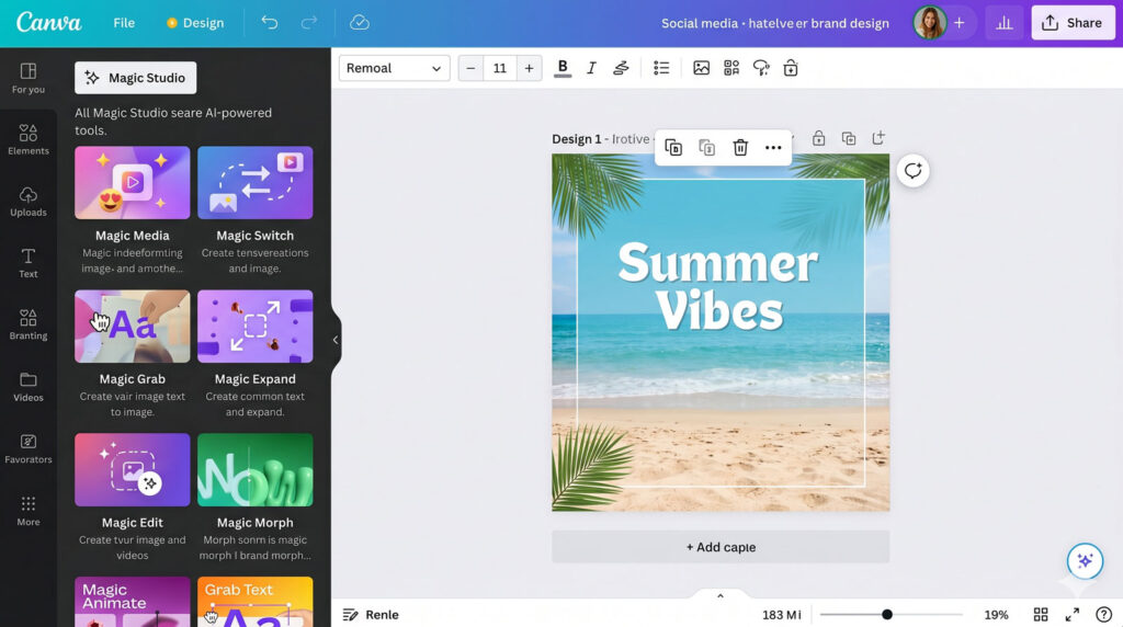 Canva magic studio interface